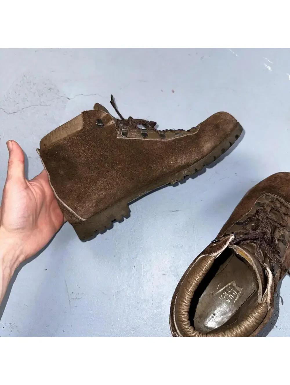 Dunham Waffle Stompers Brown Suede Leather Hiking Boots VTG Italy Size 7.5